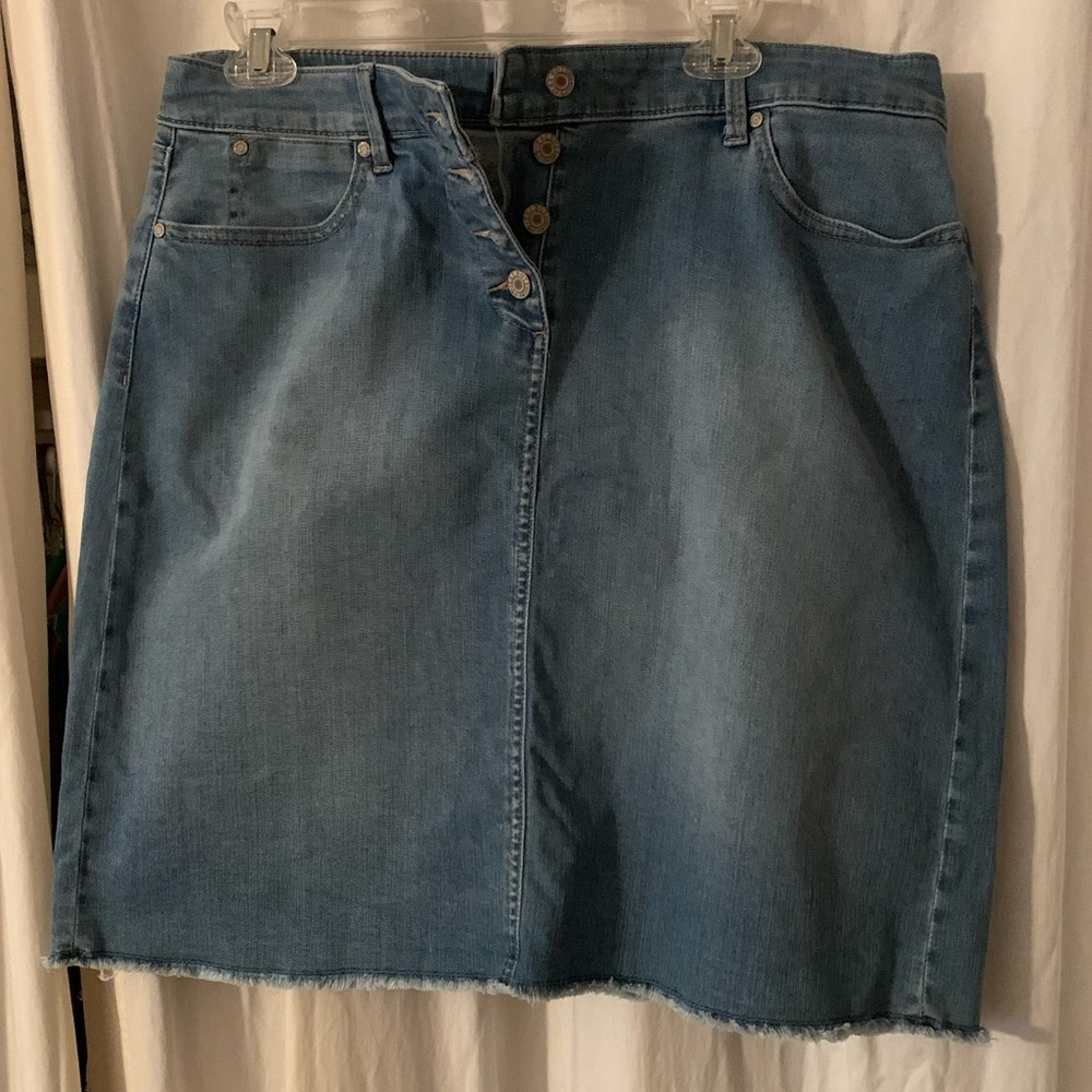 Talbots button fly denim skirt